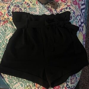 Haute Monde Elegant Black High Waist Shorts